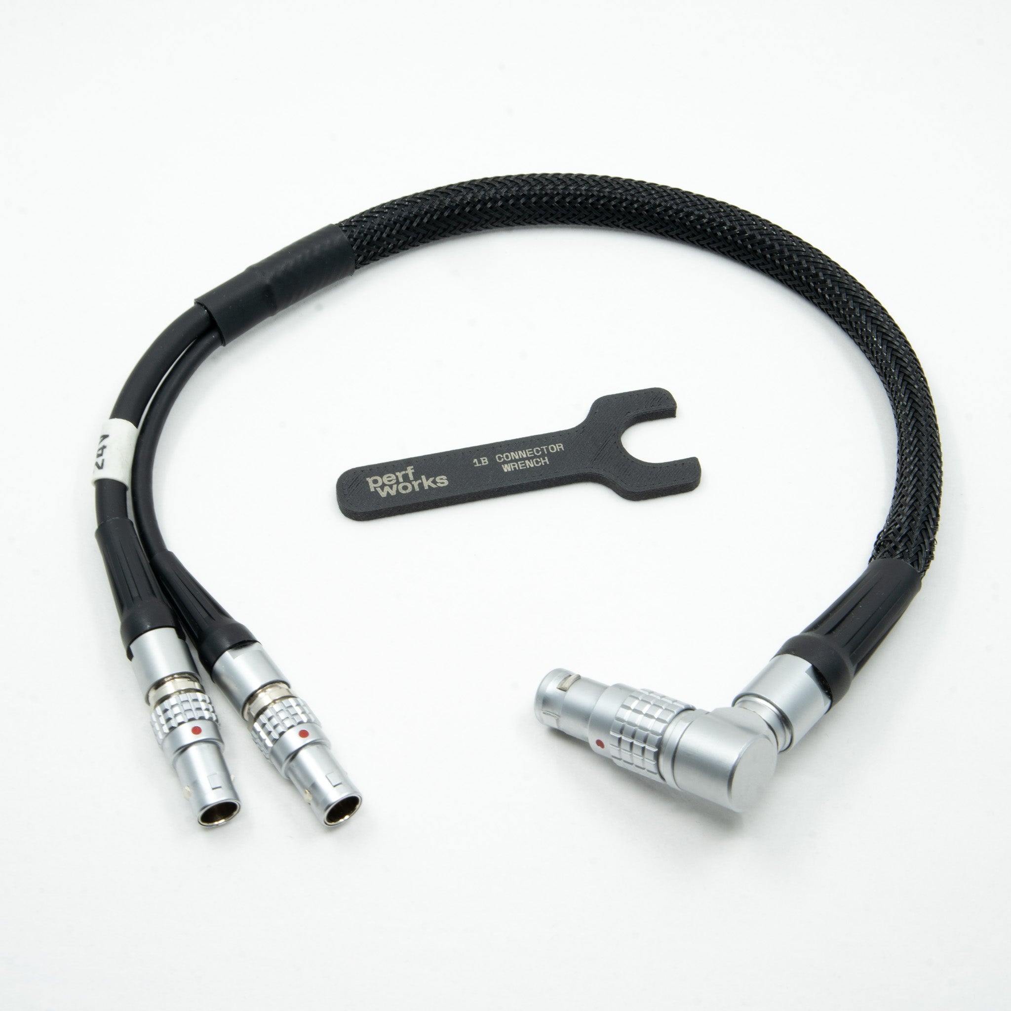 ARRI ALEXA 'Y' Cable - 10 pin Ethernet (Right Angle) to 2 pin Power and 4 pin 'CC' Ethernet